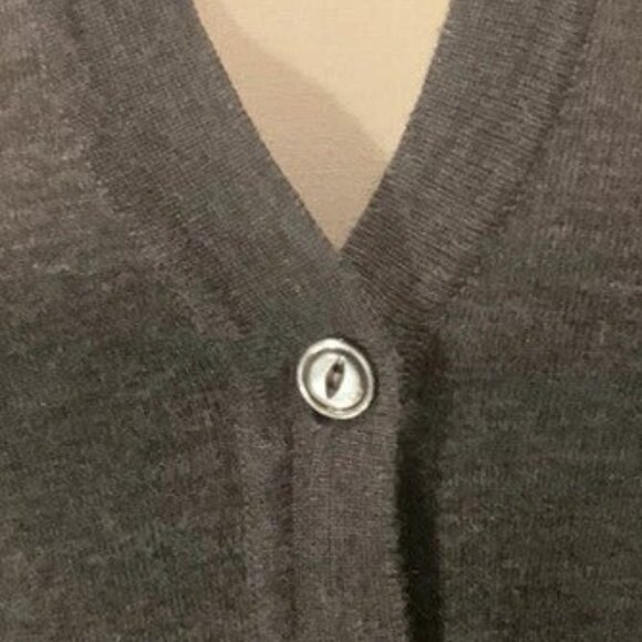 Vintage Sweater Nordstrom Brass Plum L Fitted Waist Luxe Gray V-Neck Cardigan - Picture 5 of 5